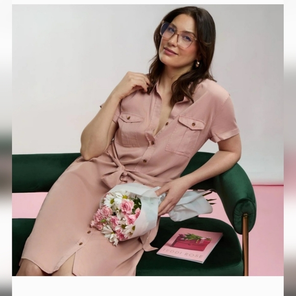 NWT Teddi Rose Women's Tencel Shirt Dress Terracotta S L XL M - Picture 2 of 7